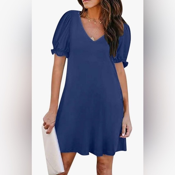 Dresses & Skirts - Women's Casual Dress Short Sleeve V-Neck Dress with Pockets